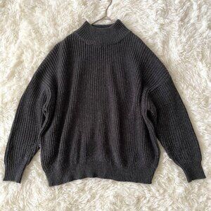 Ropit High Neck Knit Pullover Charcoal Gray